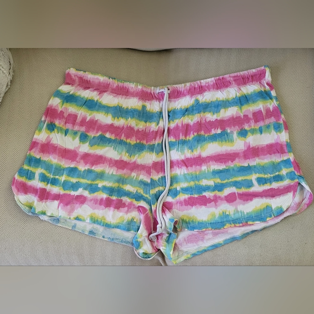 Secret Treasures Tie-Dye Pajama Shorts - Pink, Blue, Yellow